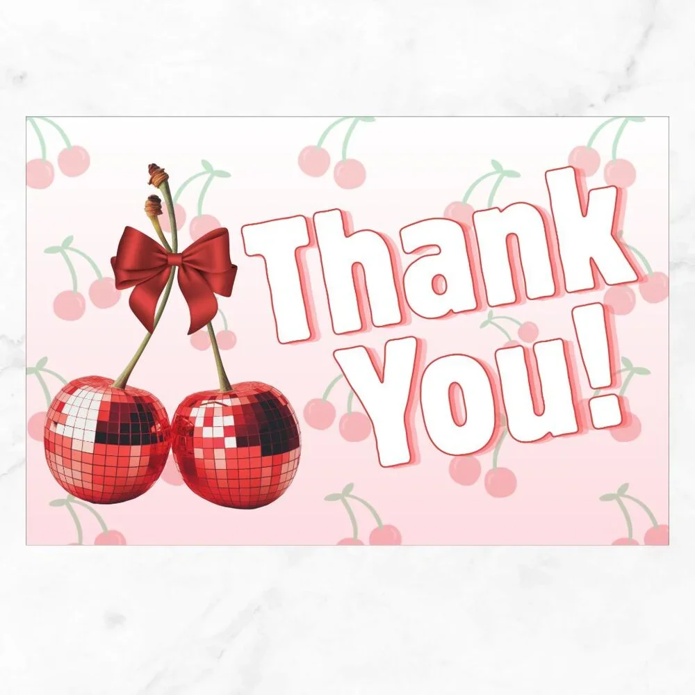 50 Pack.Cherries Thank You Cards  4x6
